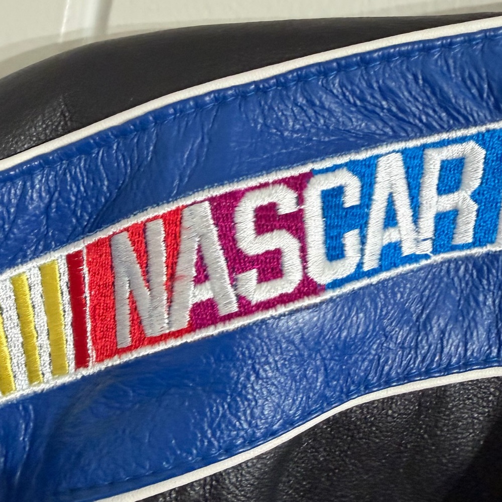 Vintage NASCAR Racing Leather Jacket JH Design 2XL Blue/Black Embroidered - Picture 5 of 10